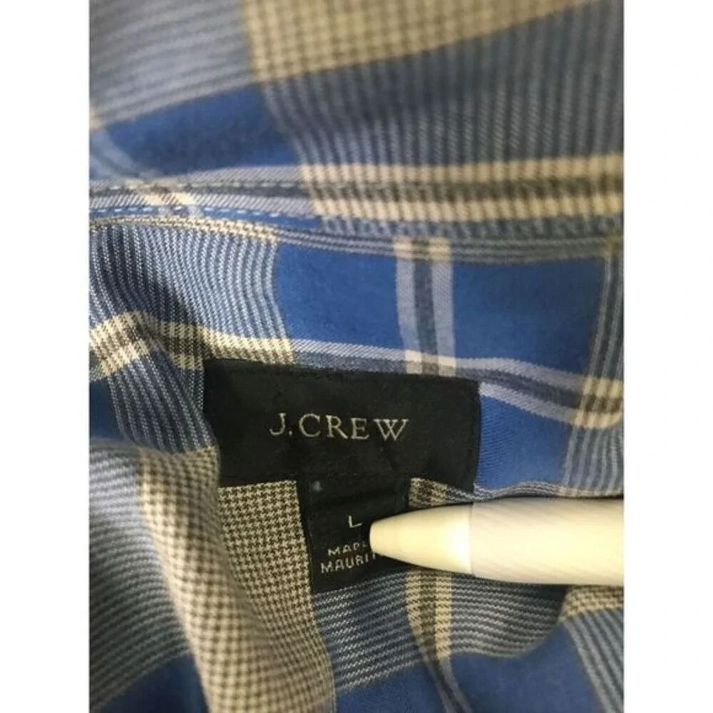 J Crew Shirt Adult Large Blue Grey Plaid Button Down Long Sleeve Casual Mens